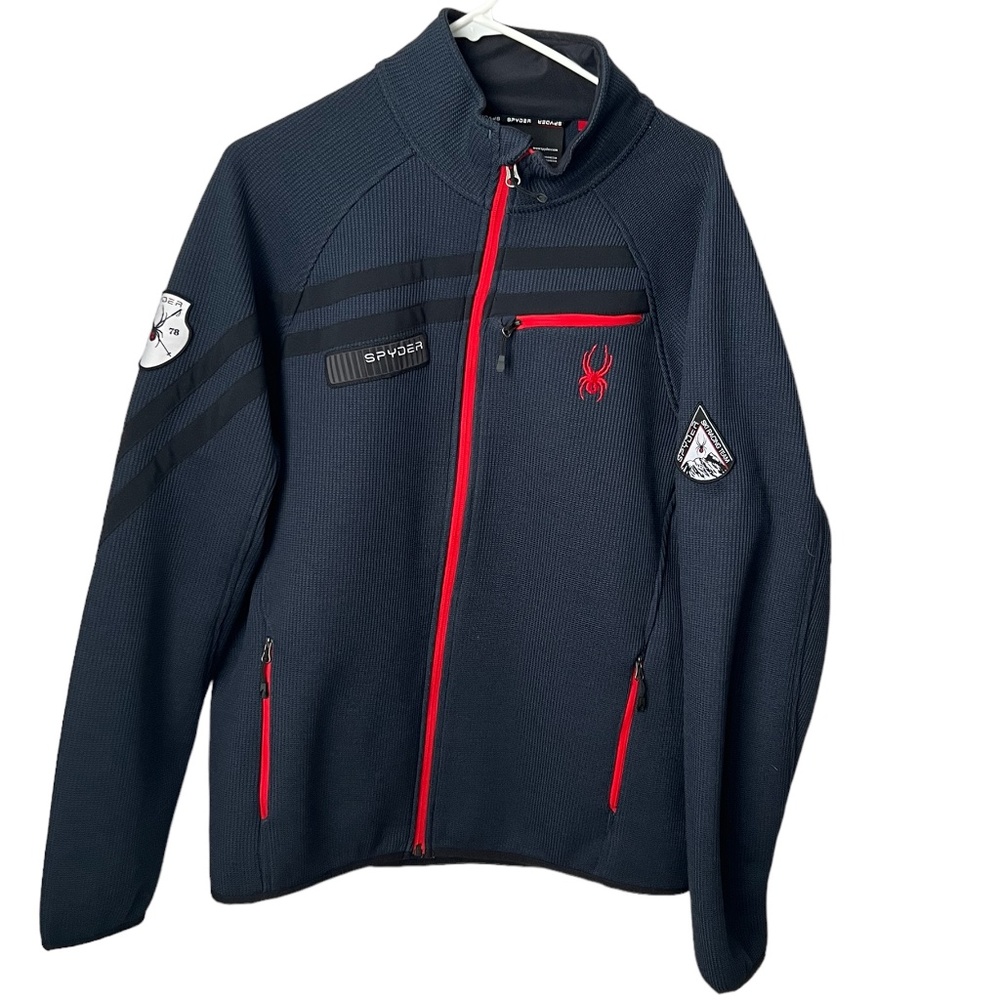Spyder, Men's Large, Navy/Red/black full zip 1978 Ski racing Team Sweater
